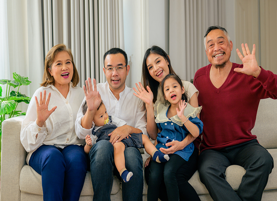 Happy and cheerful family spending good time together at home, Parents playing with children at home, Happy family concept